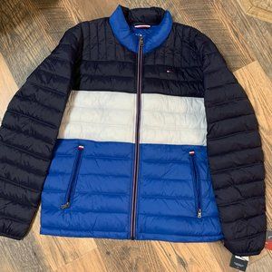 Hilfiger Men's size XL Black/White/Blue Insulated Puffer Jacket